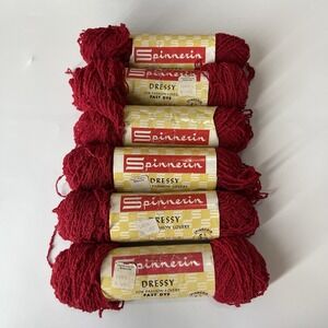 Vintage 1950s Spinnerin Dressy Yarn Skeins 96% Virgin Wool Lot Of 6 Made in USA